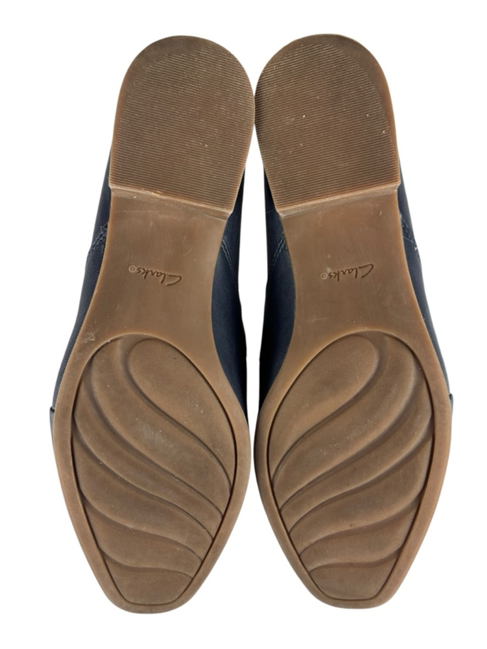 COLLECTIONS BY CLARKS JULIET PALM NAVY LEATHER ROUND TOE SLIP ON HEELS 8 WIDE - Picture 5 of 13